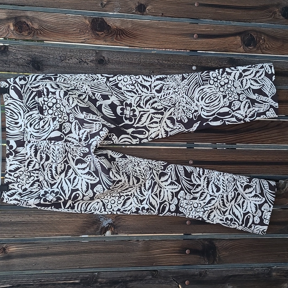 NORDSTORM CABI Serengeti Cropped Pants 2 DARK Brown Cream Jungle Print Ankle - Picture 7 of 16